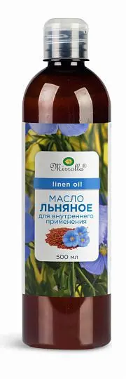 ЛЬНЯНОЕ МАСЛО (фл.) 500мл N1 (МИРРОЛЛА, РФ)