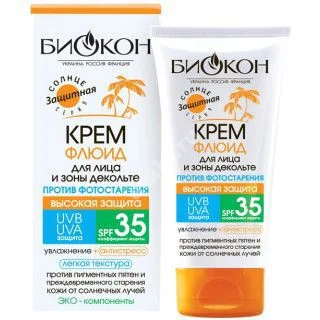 БИОКОН крем-флюид для лица/декольте солнцезащит SPF35 против фотостарения 75мл (Биокон Плюс НПО, РФ)