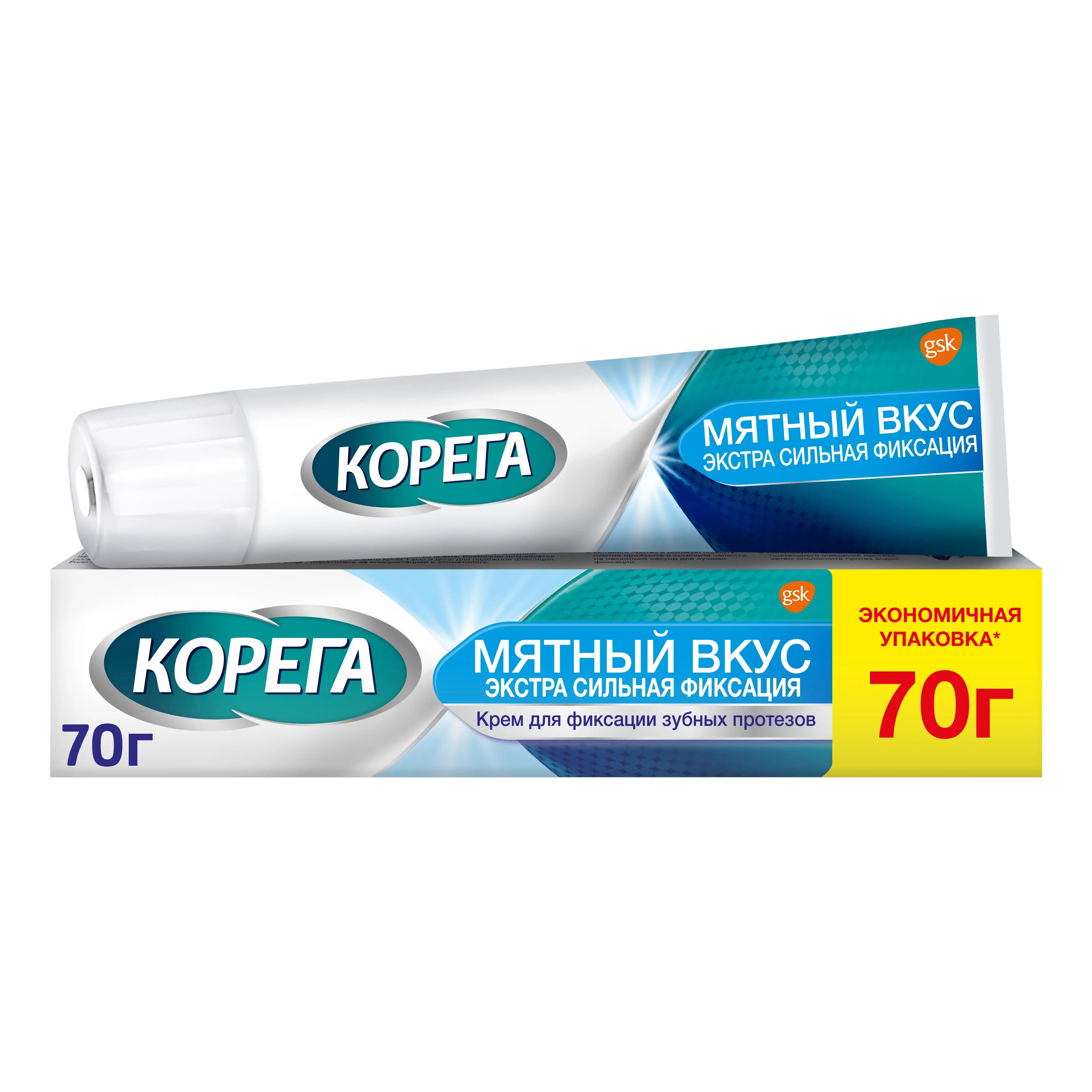 КОРЕГА крем для зубных протезов Extra Strong 70г Мята (ГЛАКСО СМИТ КЛЯЙН, ИРЛАНДИЯ)