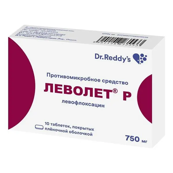 ЛЕВОЛЕТ Р табл. п.п.о. 750мг N10 (Др. РЕДДИС, ИНДИЯ)