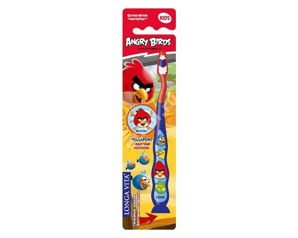 ЛОНГА ВИТА Angry Birds зубная щетка на присоске 5+ арт.AB-1 (Твинклерс, ВЕЛИКОБРИТАНИЯ)