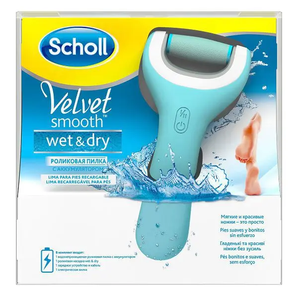 ШОЛЛ (SCHOLL) пилка для стоп электрическая роликовая водонепроницемая Velvet Smooth Wet&Dry N1 (РЕКИТТ БЕНКИЗЕР, КИТАЙ)