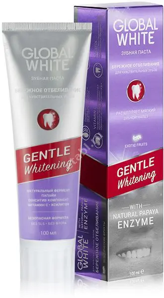 ГЛОБАЛ ВАЙТ Gentle Whitening зубная паста для чувств. зубов отбеливающая 100мл (ГЛОБАЛ, РФ)