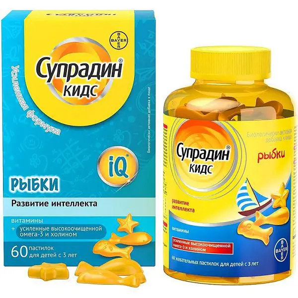 СУПРАДИН КИДС РЫБКИ пастилки жев. N60 (БАЙЕР, ГЕРМАНИЯ)