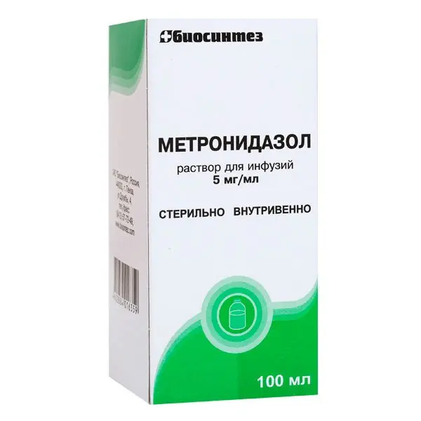 МЕТРОНИДАЗОЛ р-р д/инф. (фл.) 0.5% - 100мл N1 (Биосинтез, РФ)