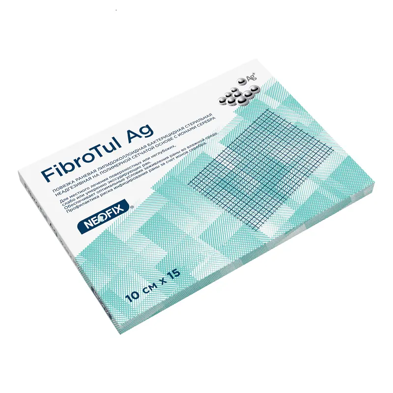 ПОВЯЗКА Neofix Post Fibrotul Ag липидоколл. на полим.-сетчат. осн. с ион. серебра неадгез. 10х15см (Фармапласт, ЕГИПЕТ)