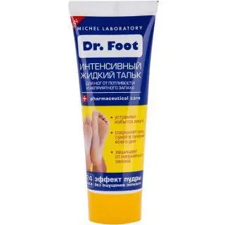 ДОКТОР ФУТ (Dr. Foot) тальк для ног п/потливости интенсивный жидкий 75мл (НИКОЛЬ, РФ)