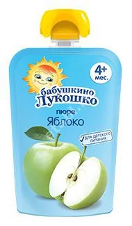 БАБУШКИНО ЛУКОШКО пюре фруктовое 4м+ 90г Яблоко (Фаустово, РФ)