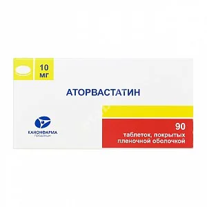 АТОРВАСТАТИН табл. п.п.о. 10мг N90 (КАНОНФАРМА, РФ)