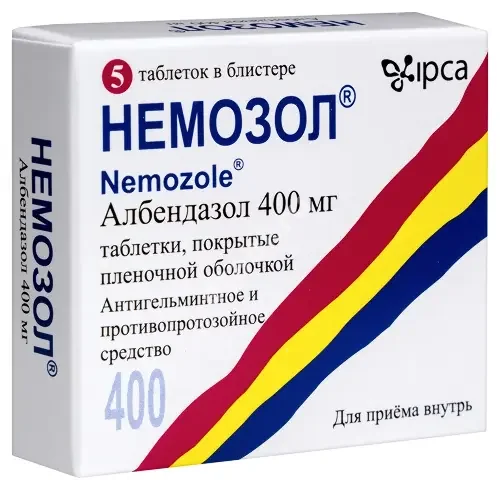 НЕМОЗОЛ табл. п.п.о. 400мг N5 (ИПКА, ИНДИЯ)