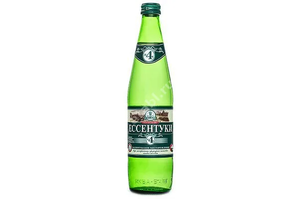 ВОДА МИНЕРАЛЬНАЯ Ессентуки N4 (бут. стекл.евровинт) 0.5л (0,45-0,54) (Элита-Минерал, РФ)