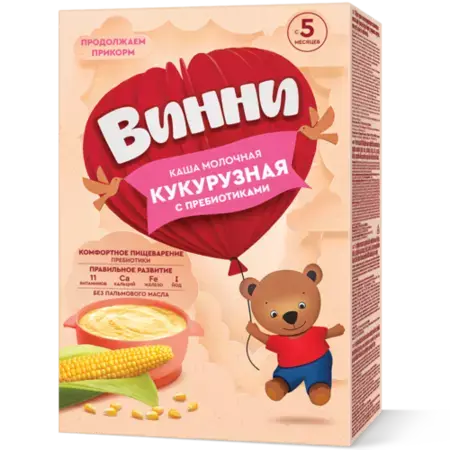 ВИННИ каша мол. кукуруз 5м+ 200г Пребиотик (Продукты Зауралья, РФ)