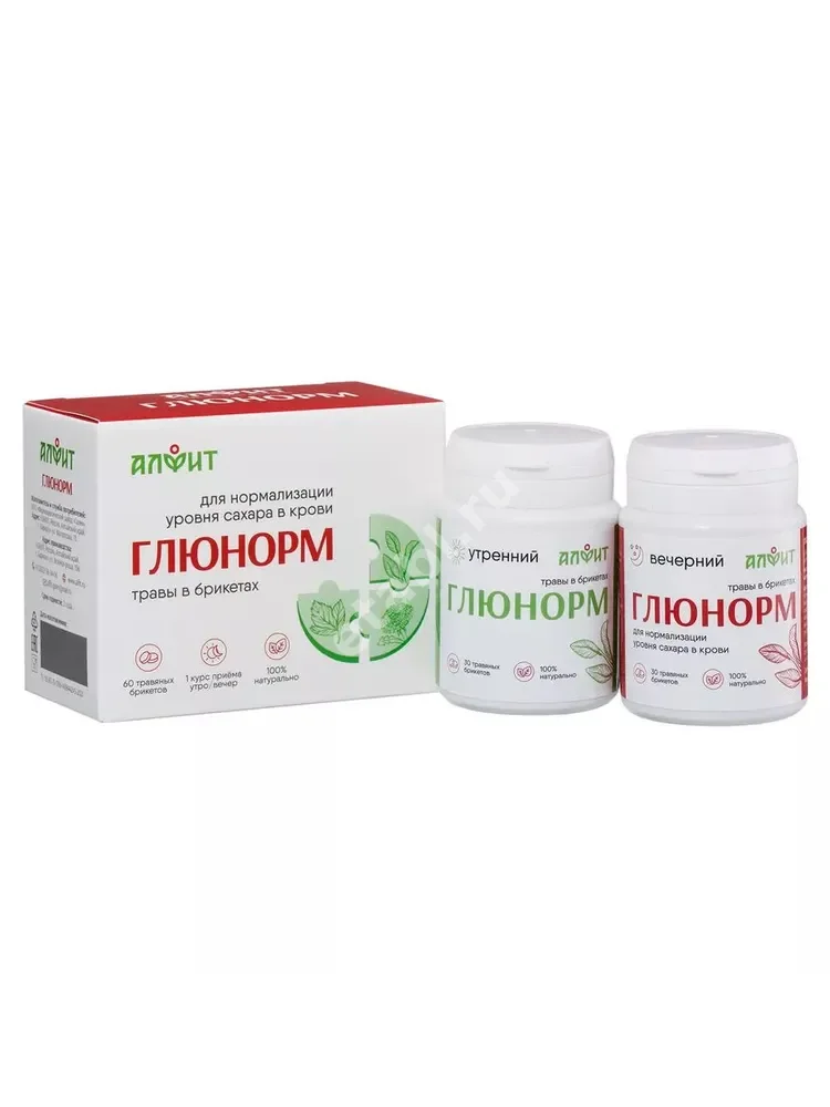 АЛФИТ Глюнорм сбор травяной (утренний, вечерний) (брикет) 2г N60 (Гален Фармзавод, РФ)
