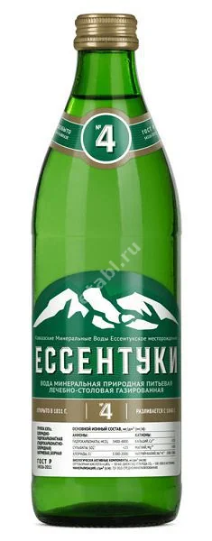 ВОДА МИНЕРАЛЬНАЯ Ессентуки N4 (бут. стекл.евровинт) 0.5л (0,45-0,54) (Пятигорский завод минеральных вод, РФ)