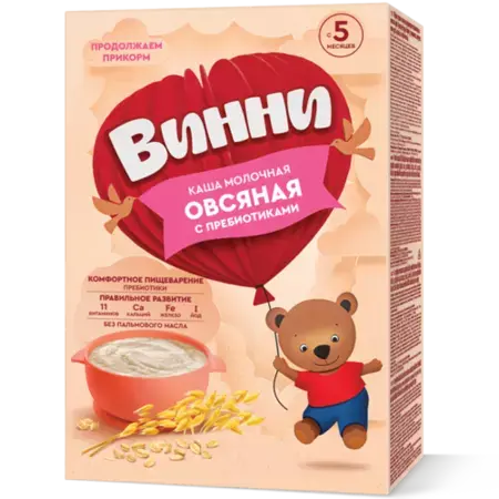 ВИННИ каша мол. овсянка 5м+ 200г Пребиотик (Продукты Зауралья, РФ)