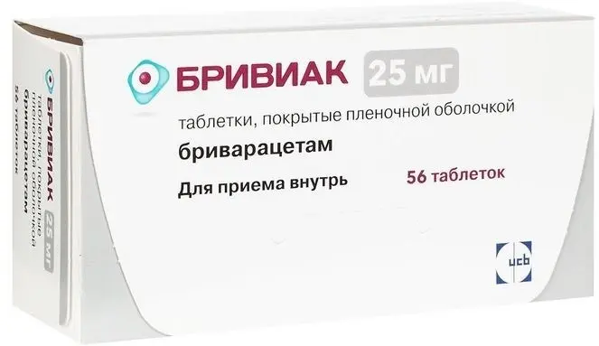 БРИВИАК табл. п.п.о. 25мг N56 (ЮСБ  ФАРМА, БЕЛЬГИЯ)