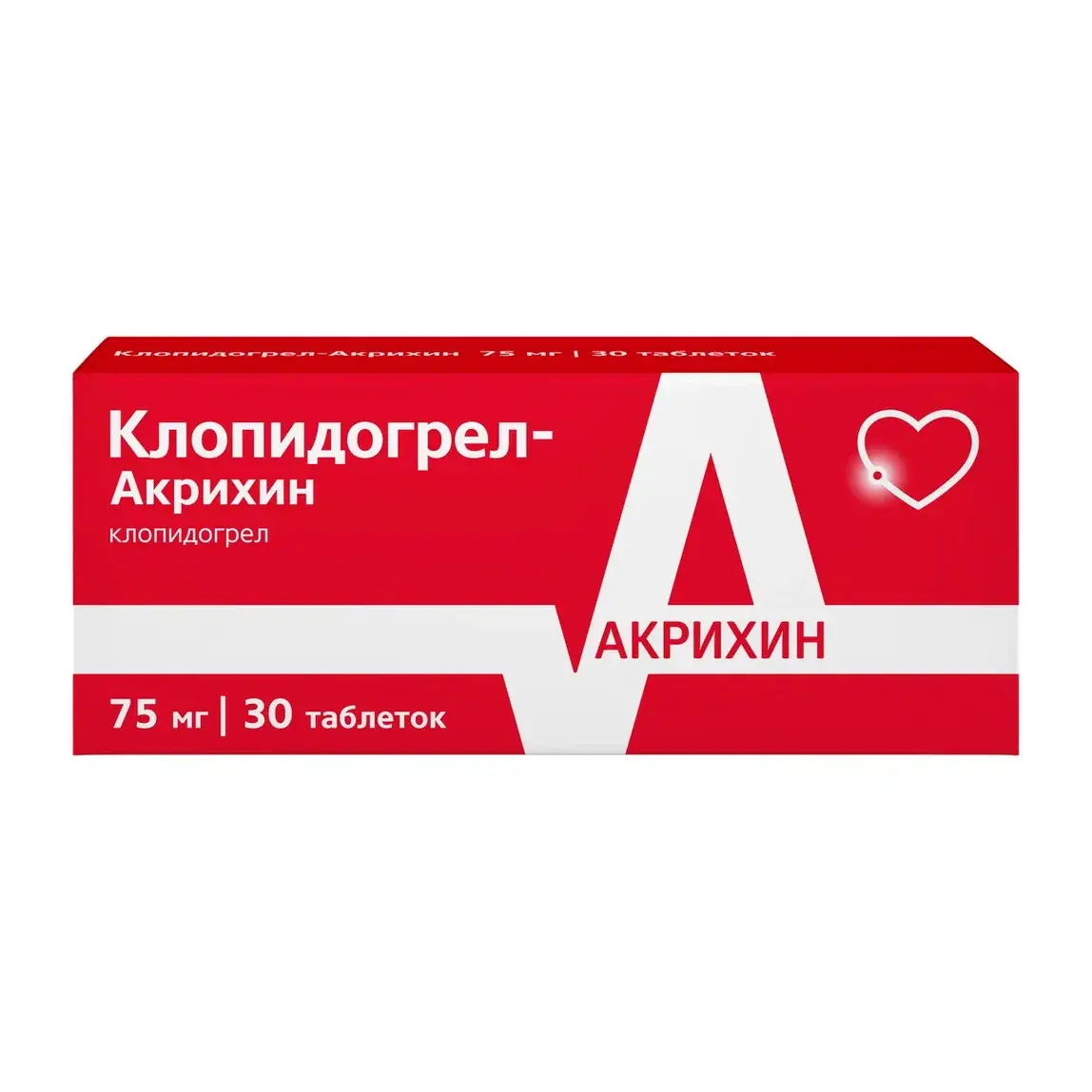 КЛОПИДОГРЕЛ табл. п.п.о. 75мг N30 (АКРИХИН, ИНДИЯ)