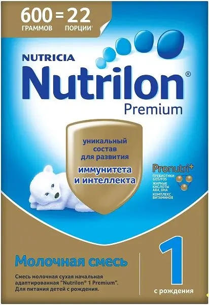 НУТРИЛОН Премиум смесь сухая молочная 1 0-6м 600г (Нутриция Куийк, НИДЕРЛАНДЫ)