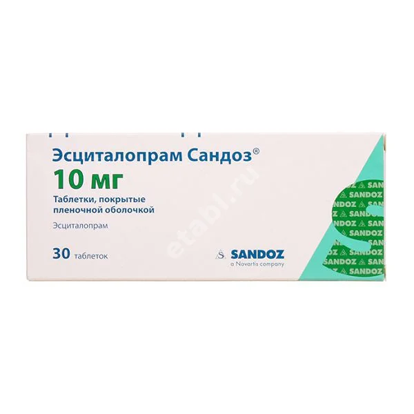 ЭСЦИТАЛОПРАМ табл. п.п.о. 10мг N30 (САНДОЗ , ИНДИЯ)