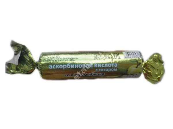 АСКОРБИНОВАЯ КИСЛОТА с сах. табл. (крутка) N10 Яблоко (Аматег, БЕЛАРУСЬ)