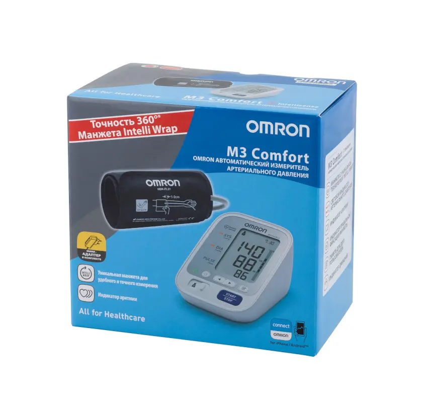 ТОНОМЕТР Омрон M3 Comfort автомат плечо арт.HEM-7134-ALRU(E) Универс манжета индик аритмии (СИЭС МЕДИКА, КИТАЙ)