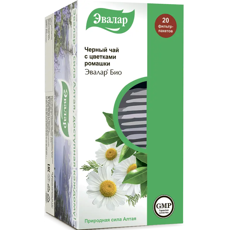 ЭВАЛАР БИО черный чай (фильтр-пак.) 1.5г N20 Ромашка (ЭВАЛАР, РФ)