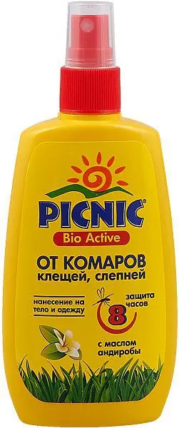 ПИКНИК Био Актив спрей от клещей/комаров/мошек/слепней 120мл (АРНЕСТ, РФ)