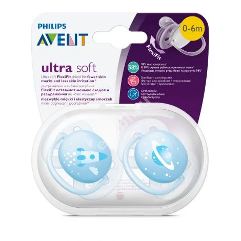 АВЕНТ (Avent) пустышка силик. 0-6м SCF222/20 голуб Ультрасофт (ФИЛИПС  ЭЛЕКТРОНИКС, ИНДОНЕЗИЯ)