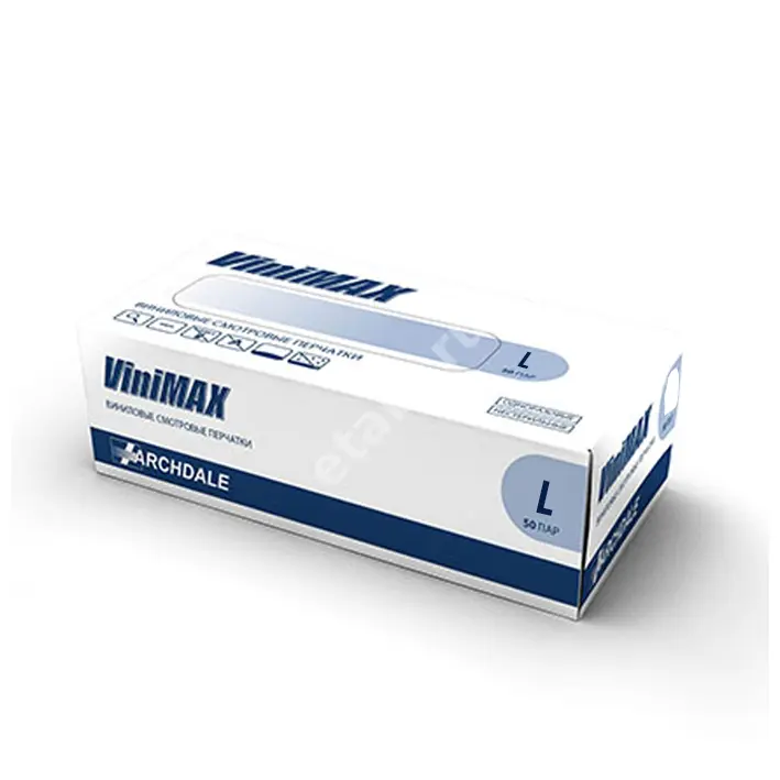 ПЕРЧАТКИ МЕДИЦИНСКИЕ нестер. винил. р.L (50пар) N100 (Ардейл-Импэкс, РФ)