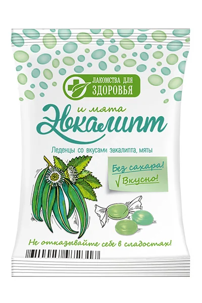 ЛАКОМСТВА ДЛЯ ЗДОРОВЬЯ леденцы на изомальте 50г Эвкалипт (Малвикъ, РФ)