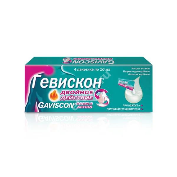 ГЕВИСКОН Двойное Действие сусп. внутр. (саше) 10мл N4 Мята (РЕКИТТ БЕНКИЗЕР, ВЕЛИКОБРИТАНИЯ)
