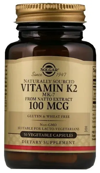 СОЛГАР Витамин K2 (Менахинон 7) капс. (банк.) 100мкг N50 (Рексалл Сандаун , США)