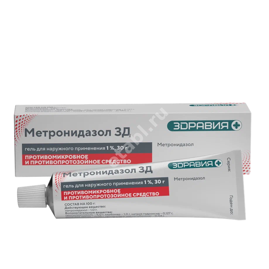 МЕТРОНИДАЗОЛ гель д/наруж. прим 1% - 30г N1 (Зеленая Дубрава, РФ)