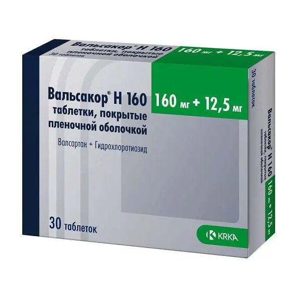 ВАЛЬСАКОР Н табл. п.п.о. 160мг+12.5мг N30 (КРКА, РФ/СЛОВЕНИЯ)