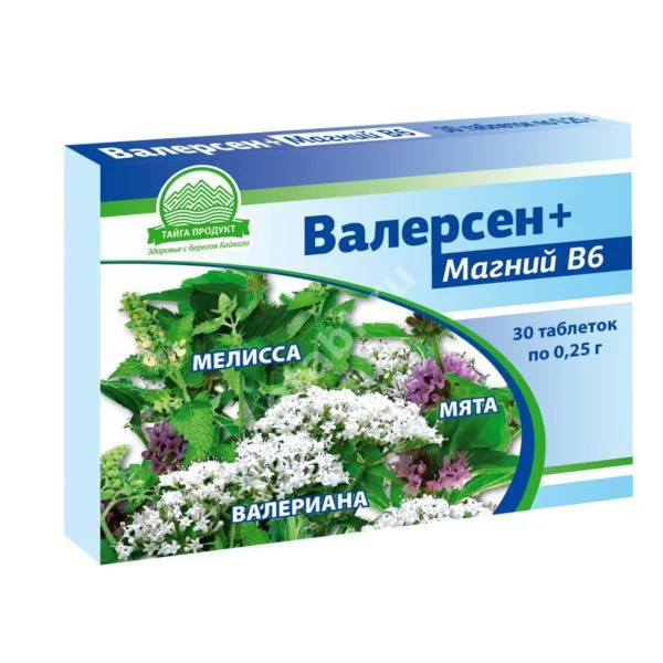 ВАЛЕРСЕН+МАГНИЙ B6 табл. 0.25г N30 (Тайга-Продукт, РФ)