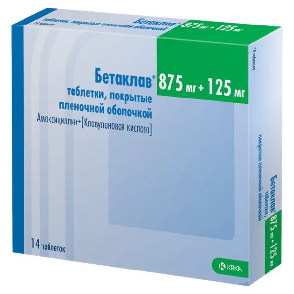 БЕТАКЛАВ табл. п.п.о. 875мг+125мг N14 (КРКА, ИНДИЯ)