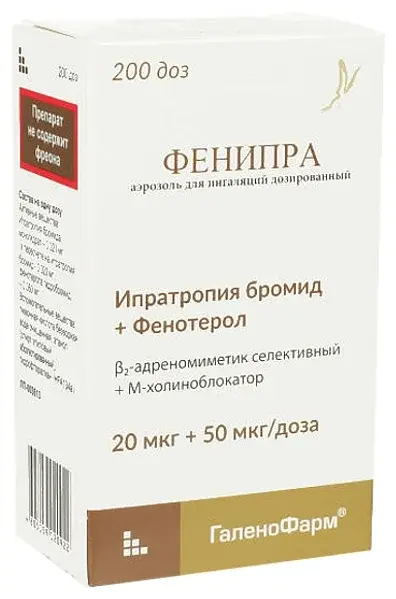 ФЕНИПРА аэроз. д/ингал. доз. (балл.) 20мкг/доза+50мкг/доза - 200доз N1 (Санкт-Петербургская Ф.Ф., РФ)