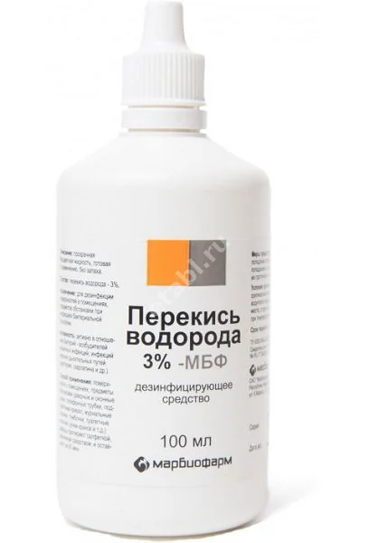 ПЕРЕКИСЬ ВОДОРОДА дез.ср-во р-р д/наружн. прим. (фл.) 3% - 100мл N1 (Марбиофарм, РФ)