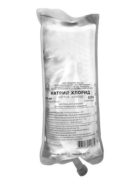 НАТРИЯ ХЛОРИД р-р д/инф. (конт.) 0.9% - 1 000мл N1 (Мосфарм, РФ)