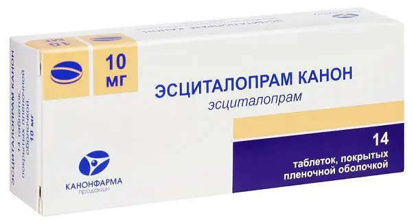 ЭСЦИТАЛОПРАМ табл. п.п.о. 10мг N14 (КАНОНФАРМА, РФ)