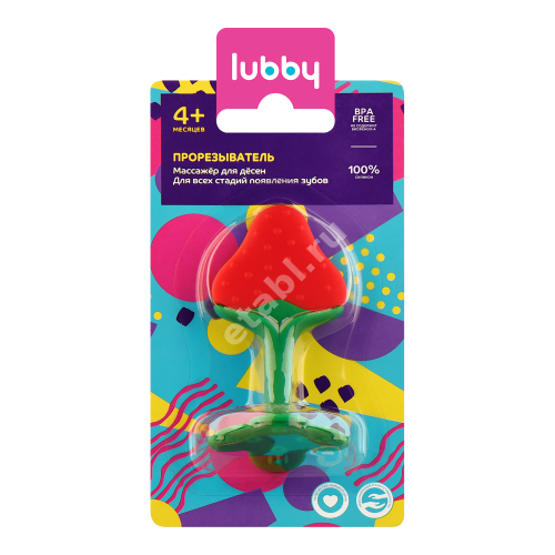 ЛАББИ (Lubby) прорезыватель 4м+ 20613 Сладкая ягодка (Голд Лист АГ Китай, КИТАЙ)