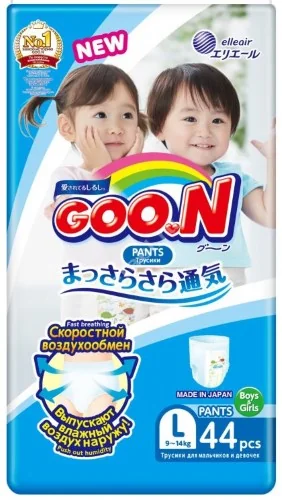ГУН (GOON) подгузники-трусики 9-14кг р.L N44 (ОЛТРИ, ЯПОНИЯ)