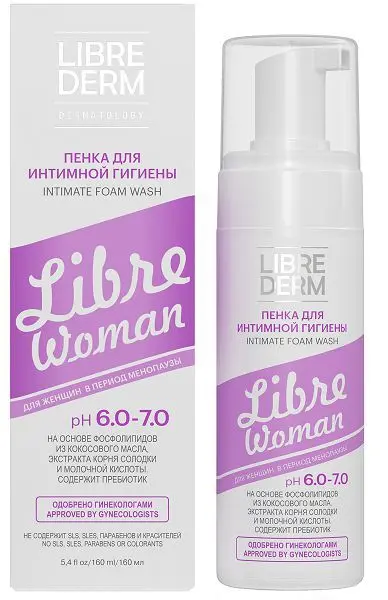 ЛИБРИДЕРМ Libre woman пенка для интимной гигиены в период менопаузы 160мл (БИОФАРМРУС, РФ)