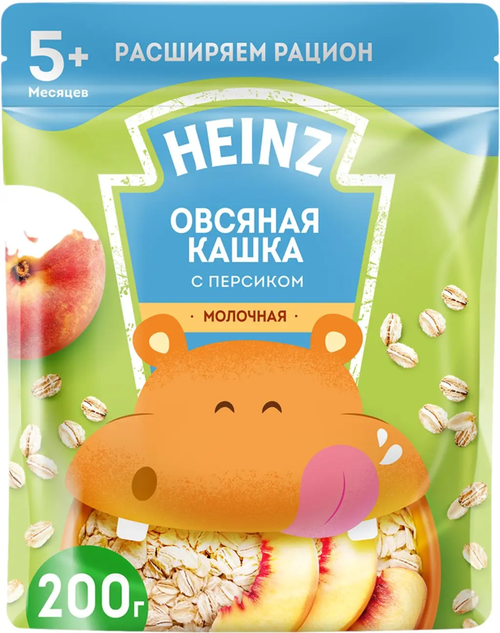 ХАЙНЦ каша мол. овсяная 5м+ 200г Персик (ХАЙНЦ, РФ)