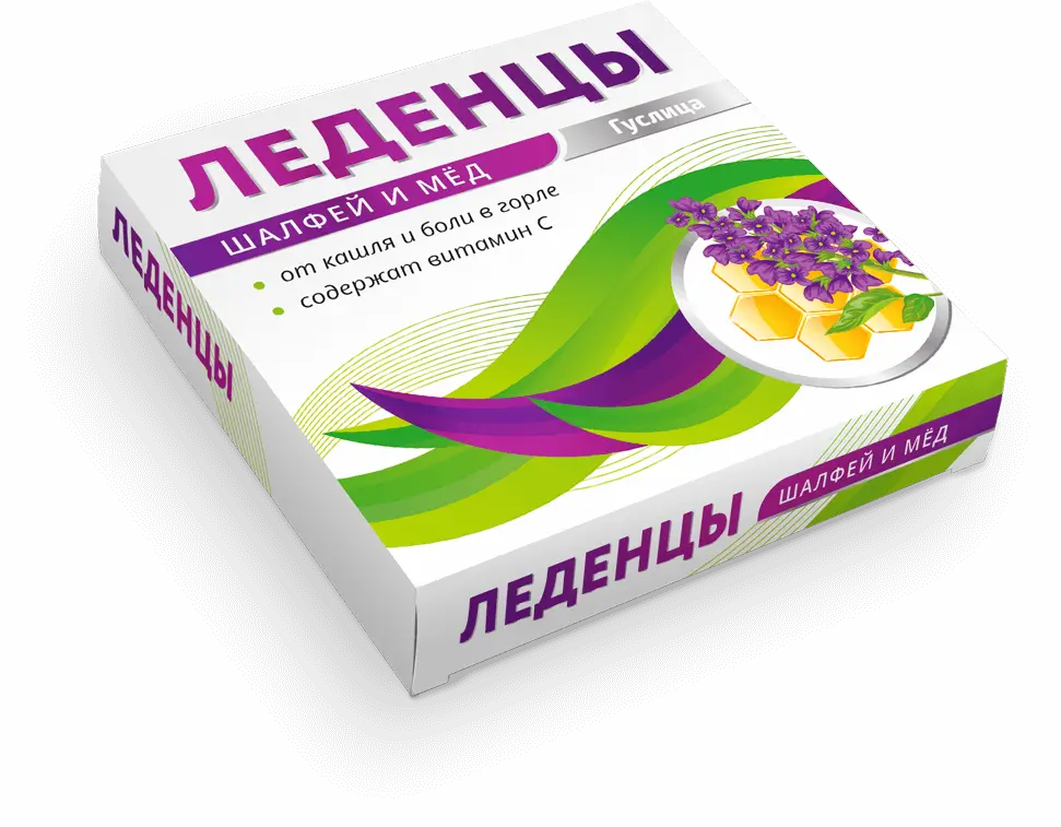 ШАЛФЕЙ С МЕДОМ с витамином С леденцы 3г N9 (Гуслица, РФ)