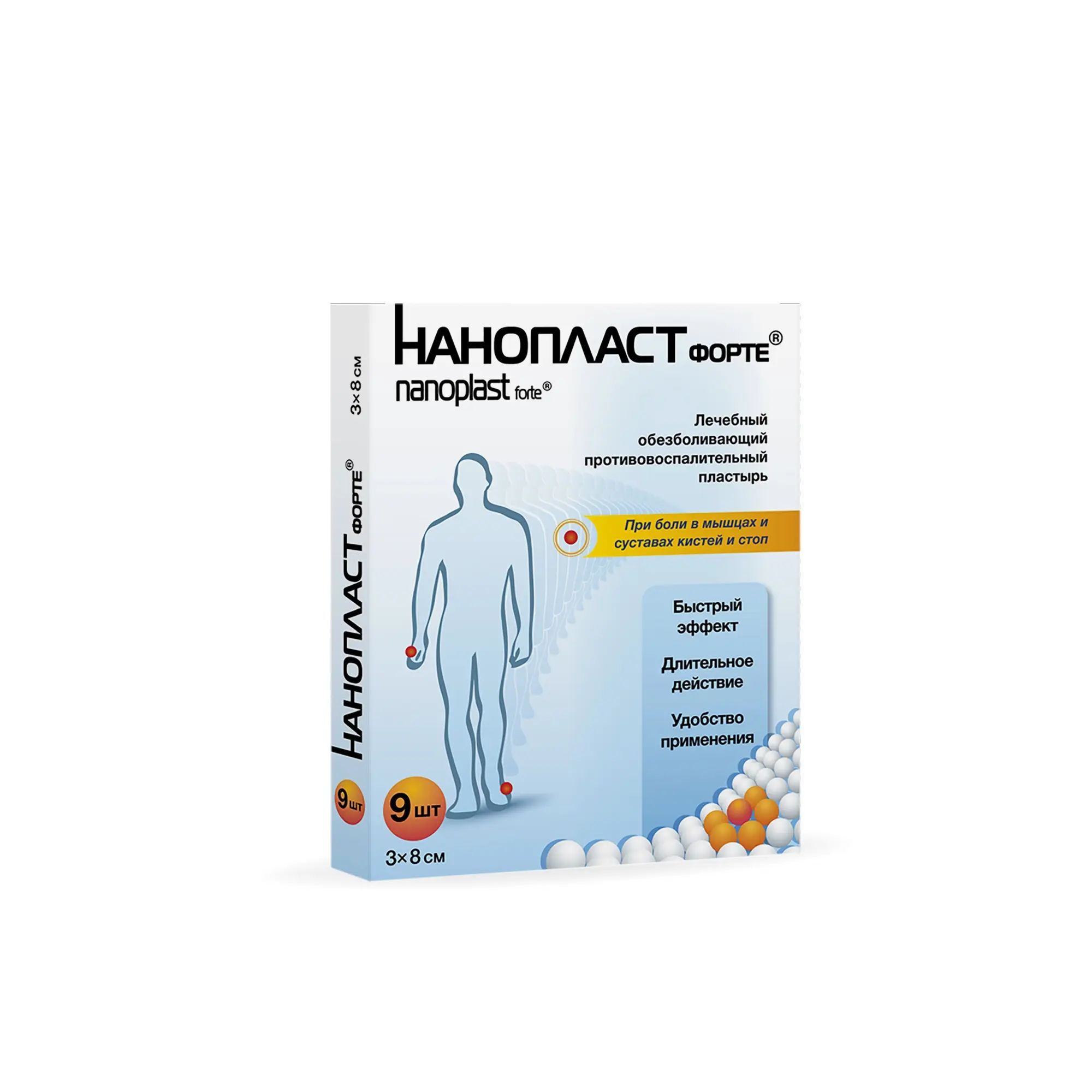 НАНОПЛАСТ ФОРТЕ пластырь обезбол. 3х8см N9 (НАНОТЕК, КИТАЙ)