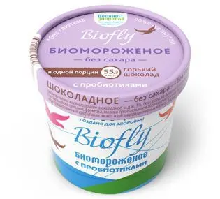 БИОМОРОЖЕНОЕ BIOfly на фруктозе (бум. ст.) 45г Горький шоколад (Фермент Фирма, РФ)