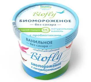 БИОМОРОЖЕНОЕ BIOfly на фруктозе (бум. ст.) 45г Натуральная ваниль (Фермент Фирма, РФ)
