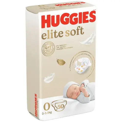 ХАГГИС подгузники детские Elite Soft 0м+ 0-3.5кг N50 (Кимберли Кларк, РФ)