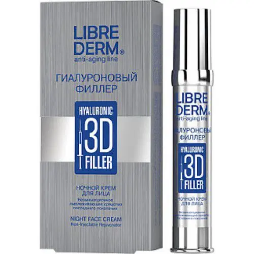 ЛИБРИДЕРМ Гиалуроновый 3D филлер набор (Крем для лица ночной 30мл+Бальзам д/губ 20мл)) (БИОФАРМРУС, РФ)